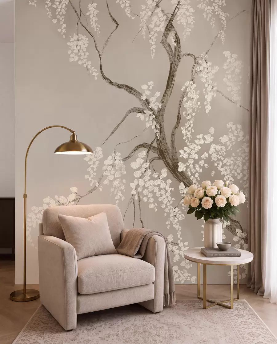 Fotobehang Stille bloei · Beige w08243