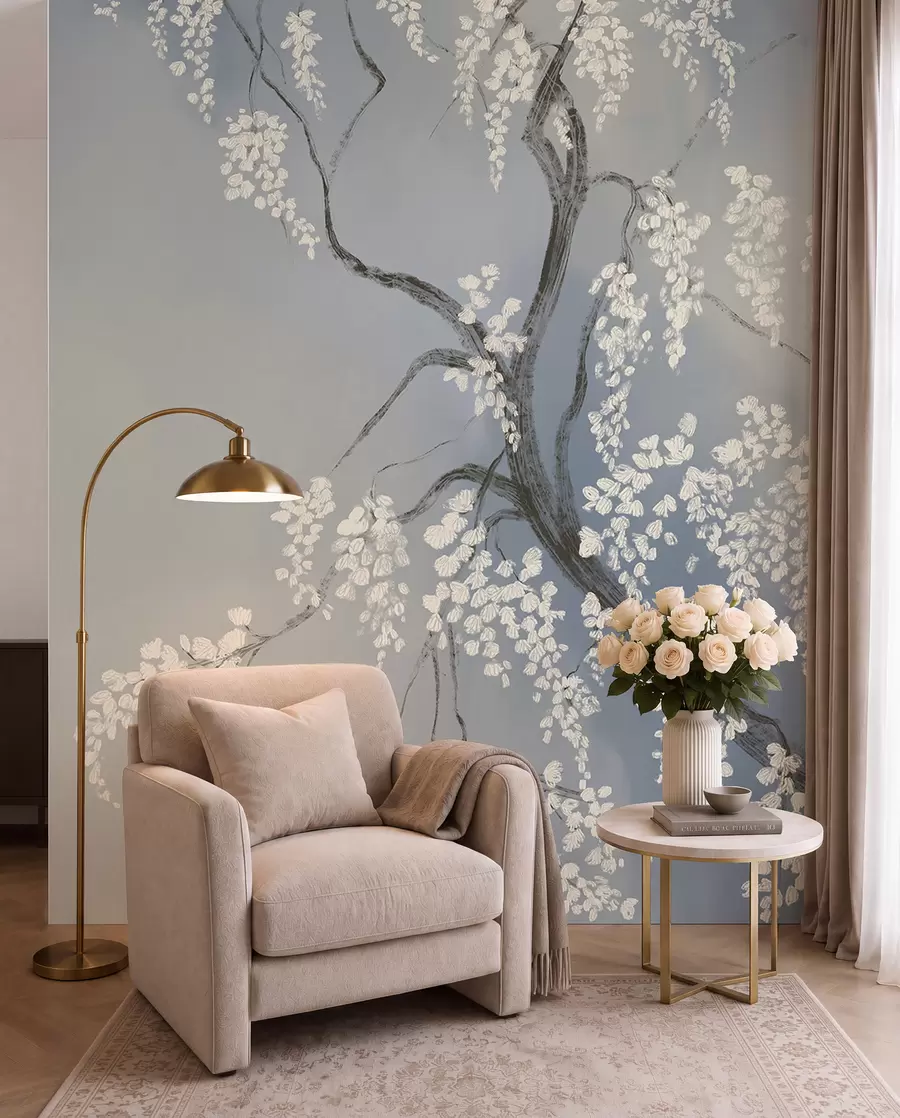 Fotobehang Stille bloei · Blauw w08243v1
