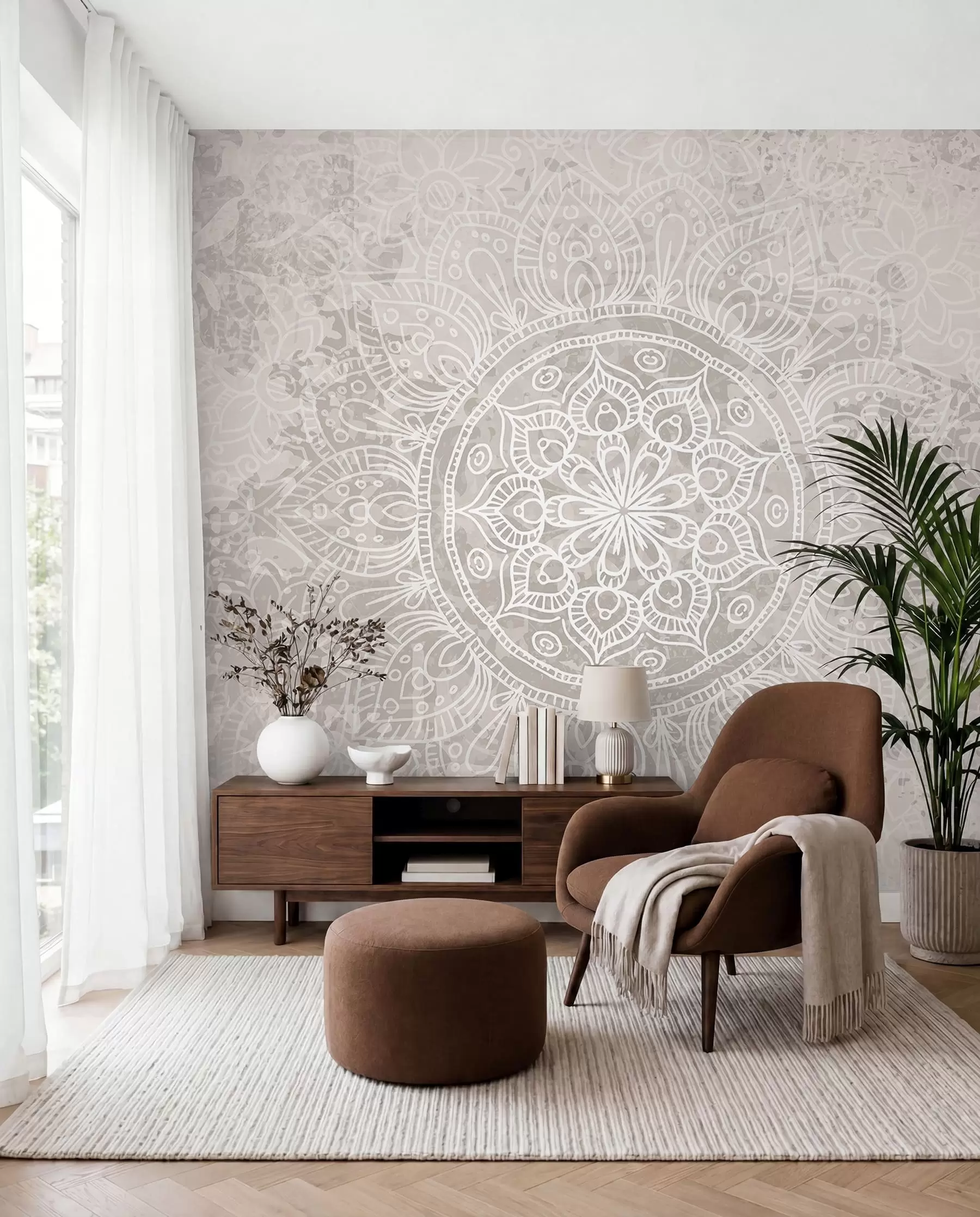 Fotobehang Mandala in fijne lijnen w08246