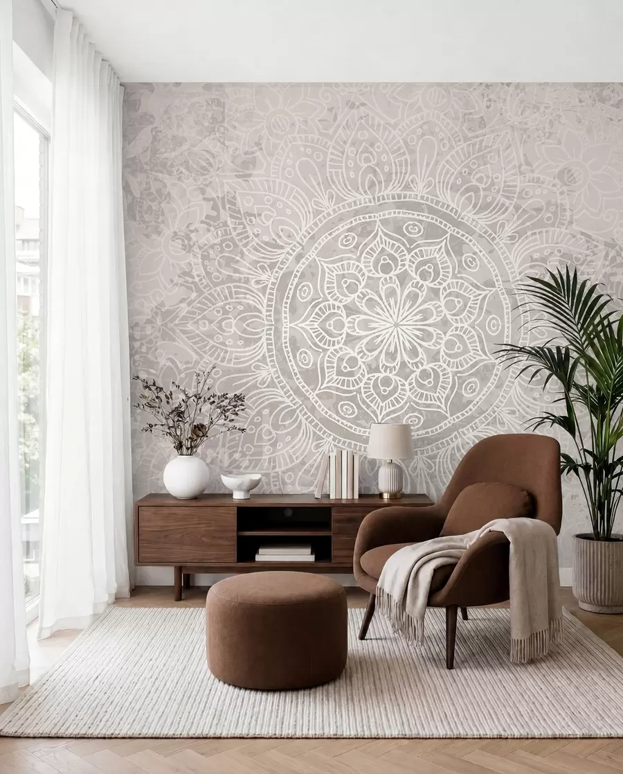 Fotobehang Mandala in fijne lijnen w08246