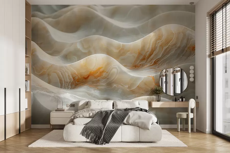 Fotobehang Golven van marmer in beige kleuren w01488