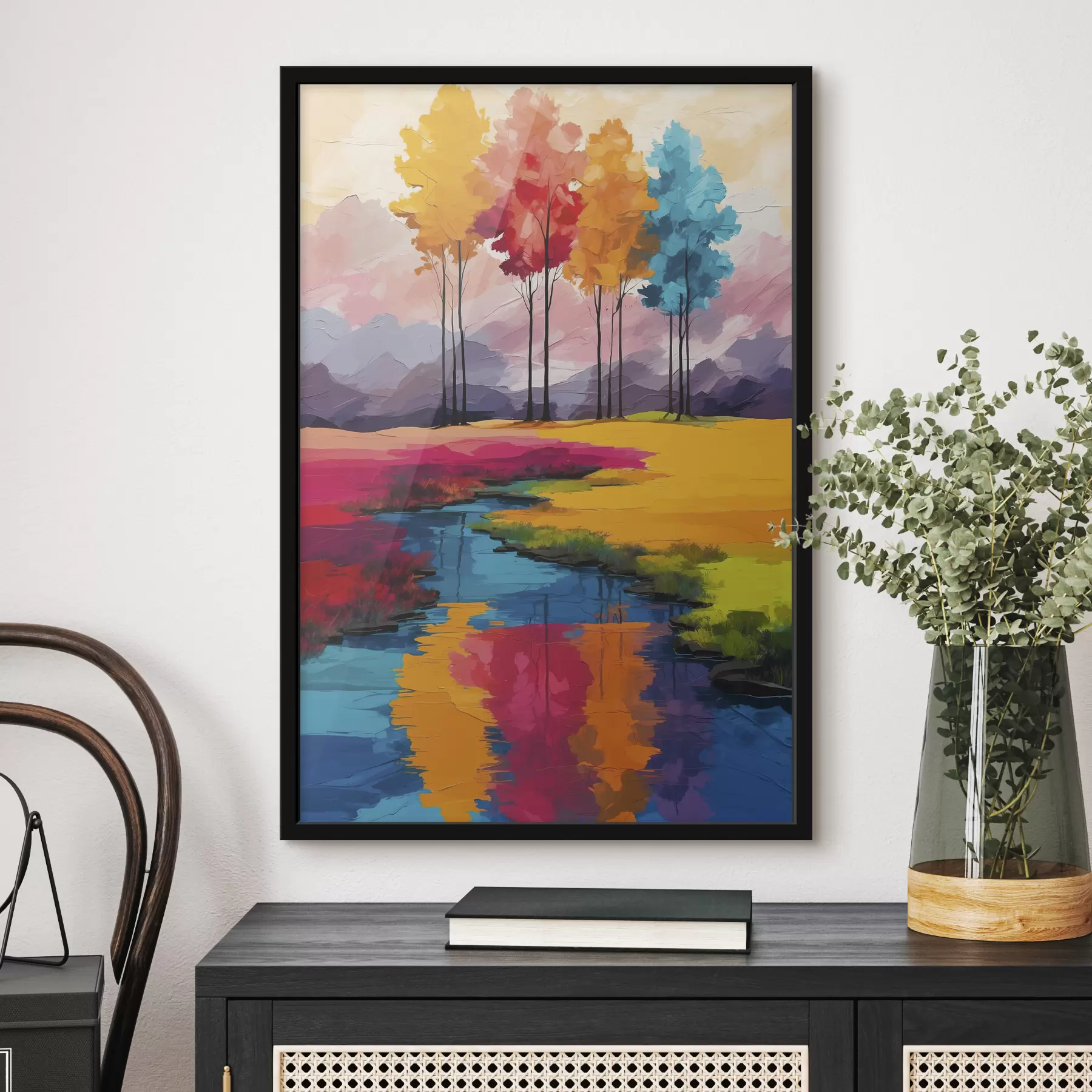 Fotobehang Veelkleurige acrylbomen f40456