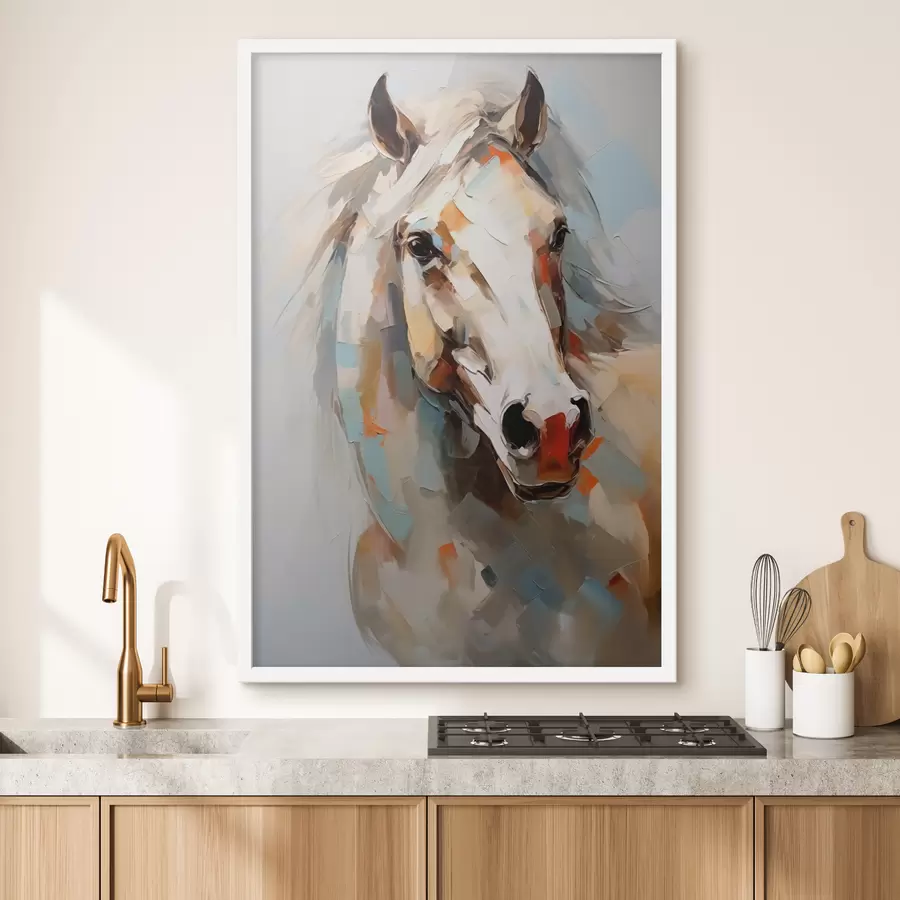 Fotobehang Abstract portret van een wit paard f40686