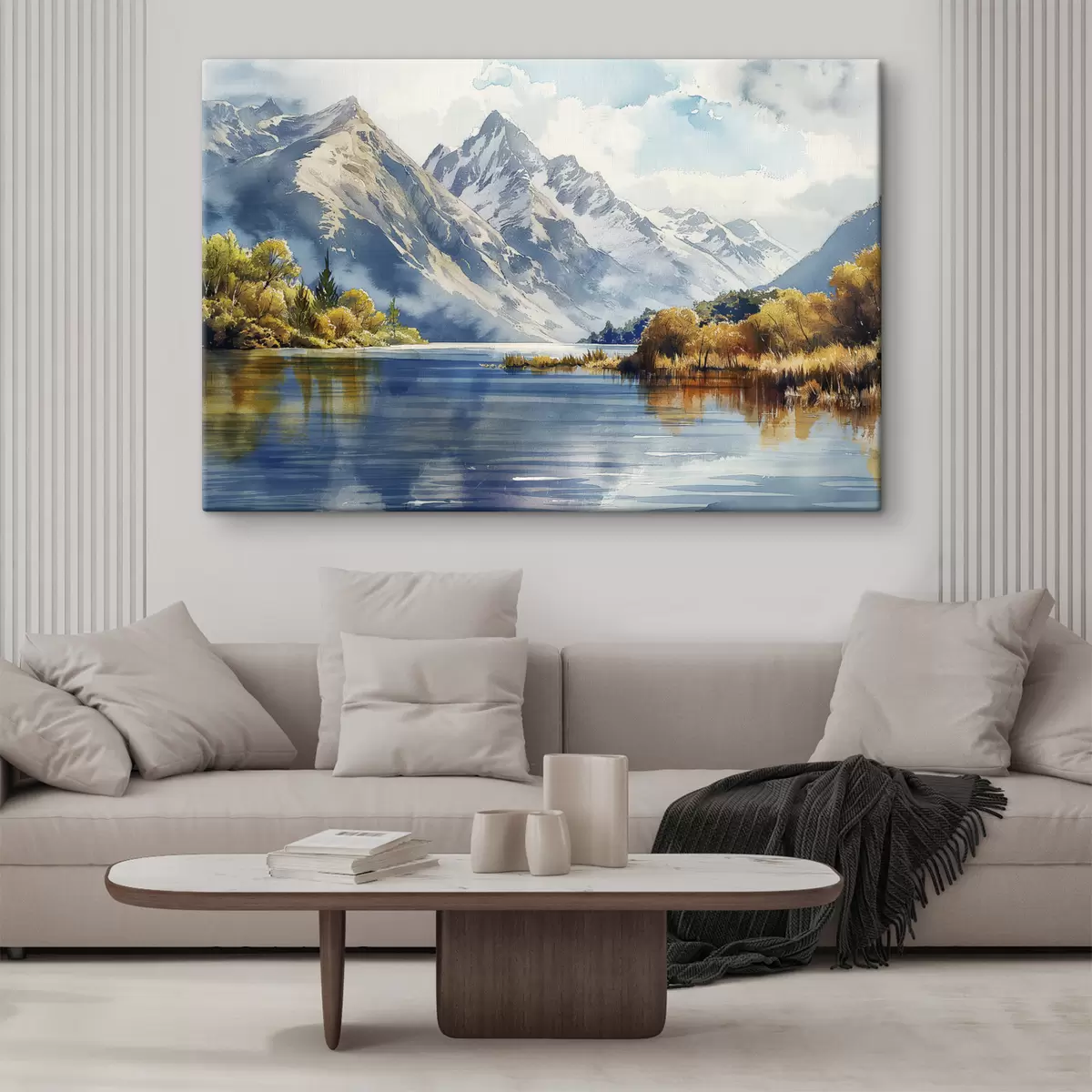  Schilderijen Herfst bergen landschap, rivier, bomen s40309