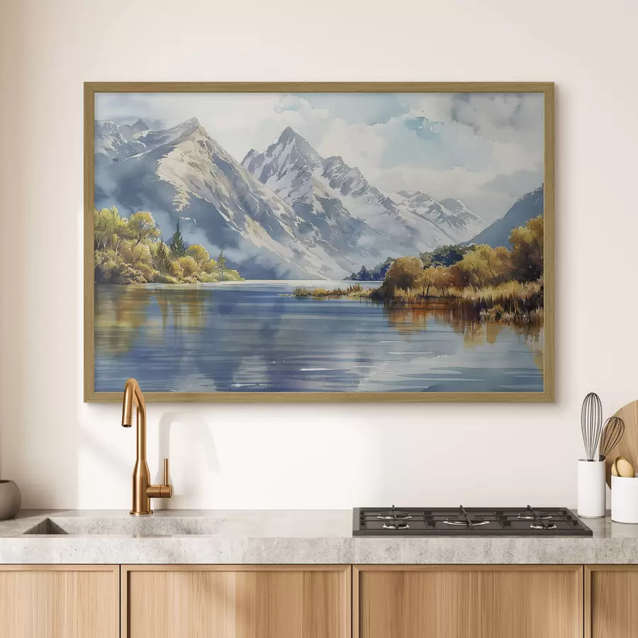 Fotobehang Herfst bergen landschap, rivier, bomen f40309