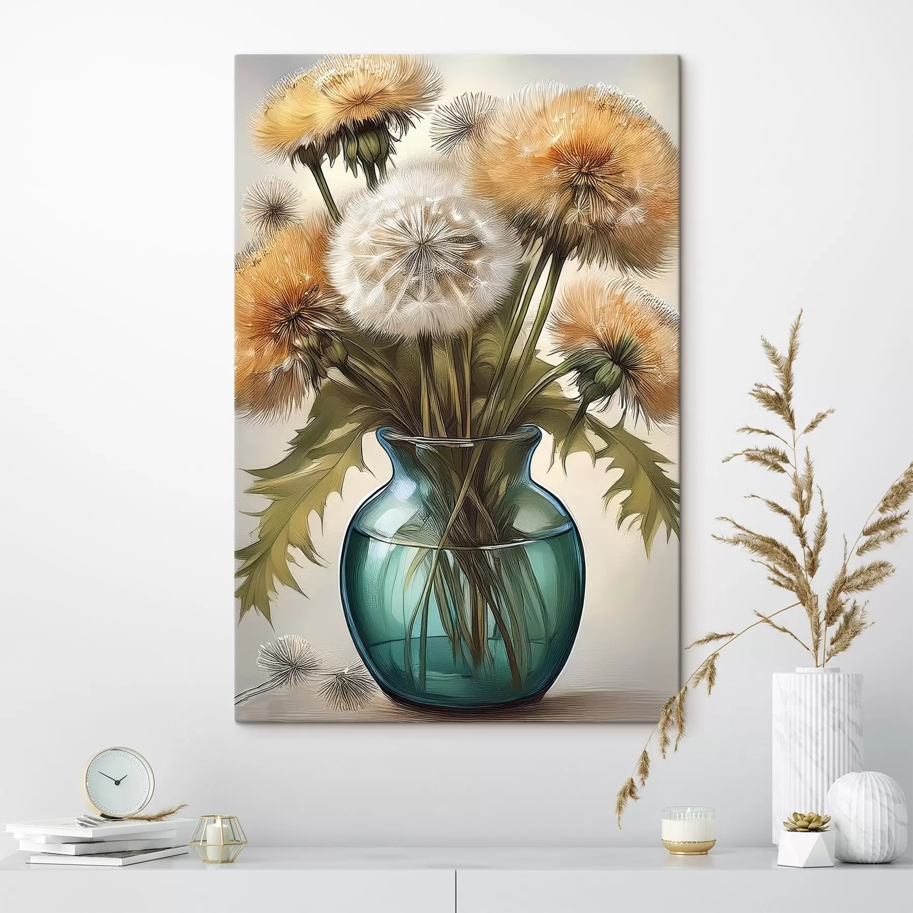 Fotobehang paardenbloemen in een vaas s40706