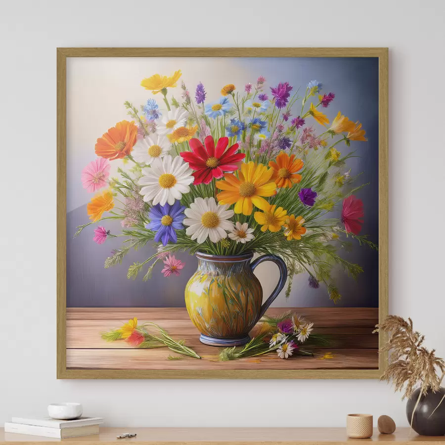 Fotobehang een helder boeket wilde bloemen f40707