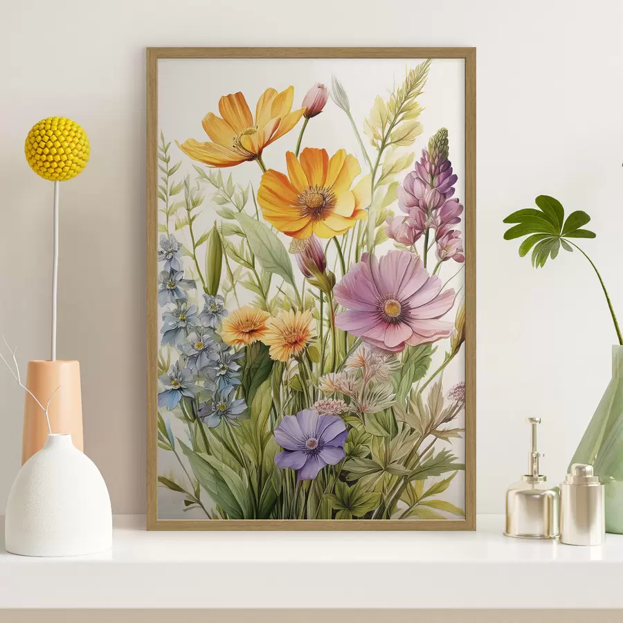 Fotobehang veelkleurige wilde bloemen, bloemstuk f40708