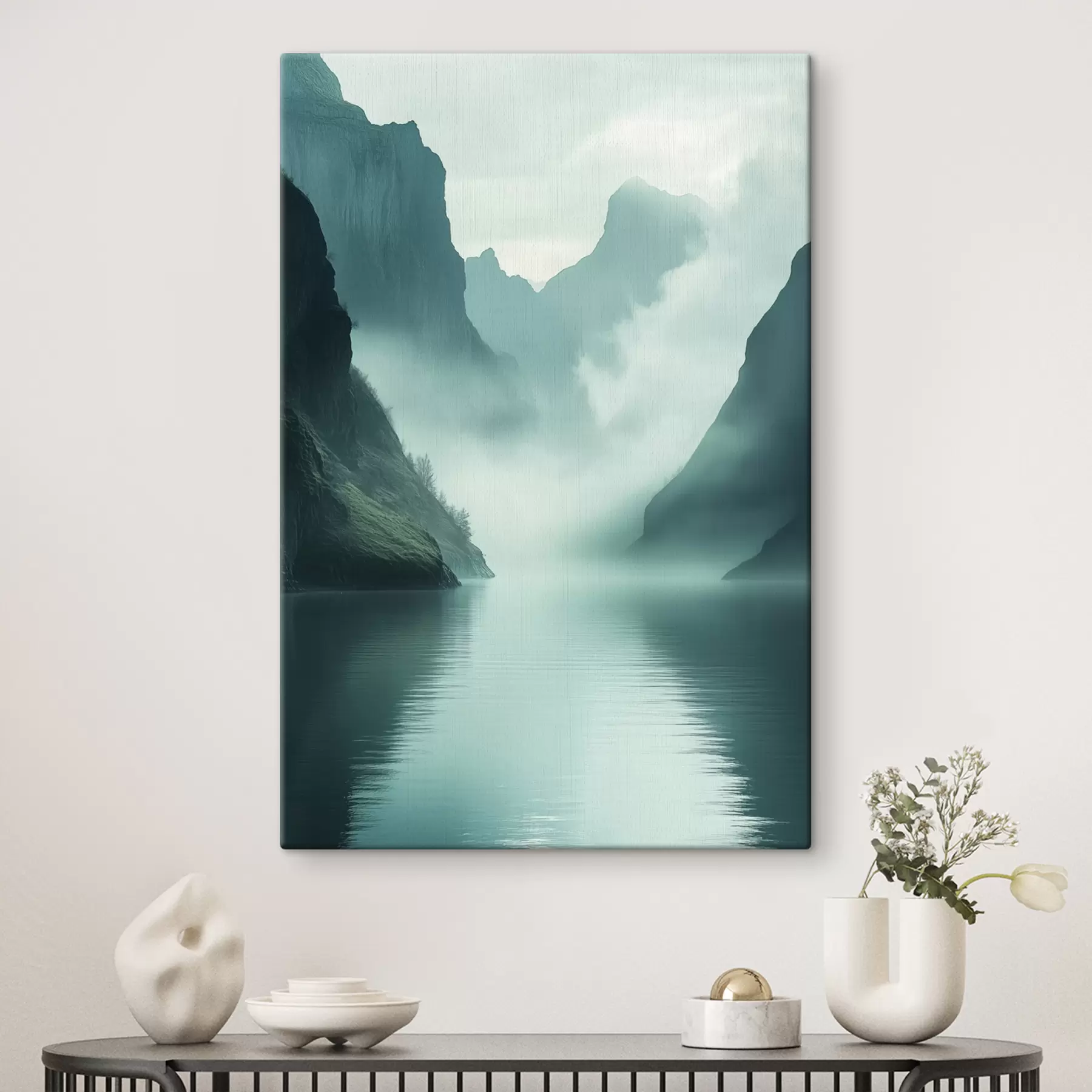 Fotobehang Mysterieuze bergen in de mist s40653
