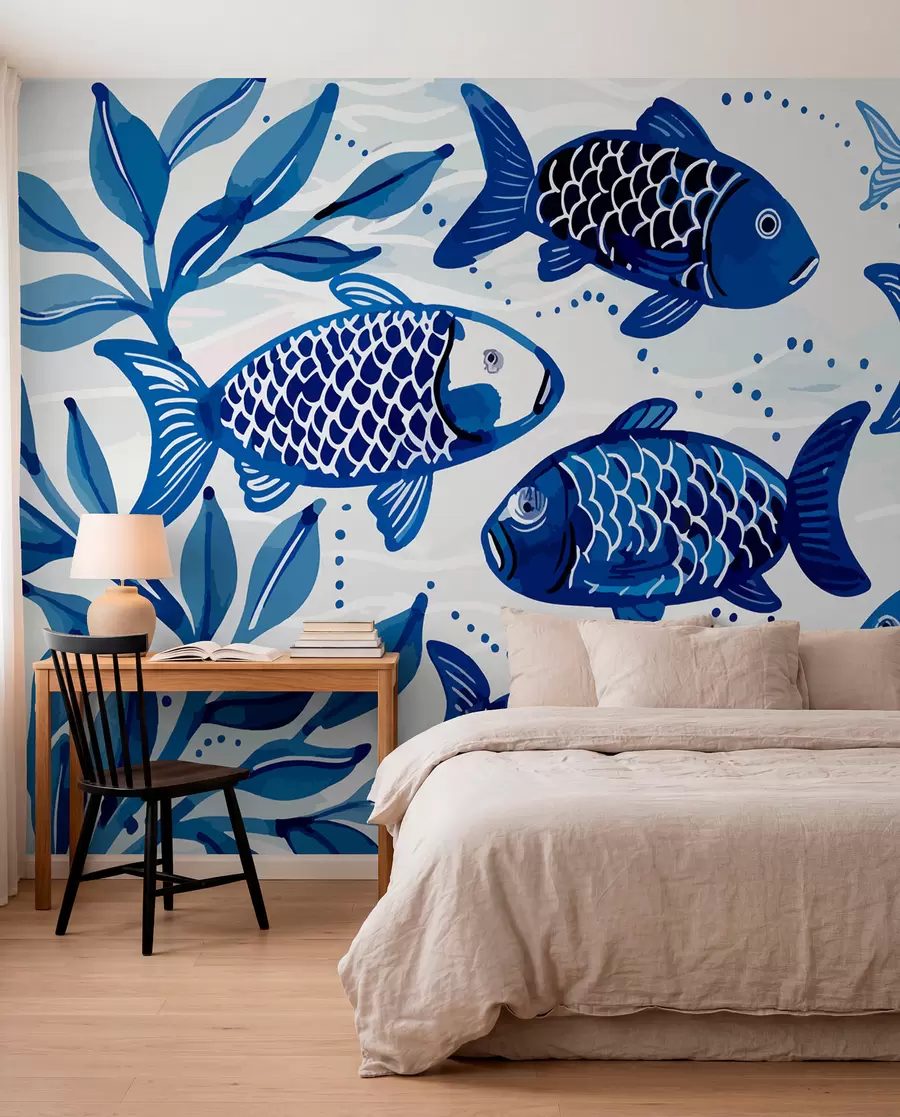 Fotobehang Blauwe vis w01062