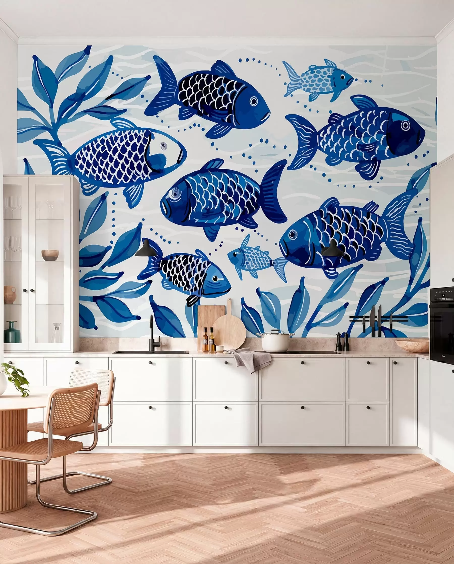 Fotobehang Blauwe vis w01062