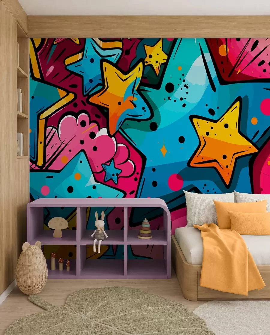 Fotobehang Kleurenexplosie in stripstijl w01063