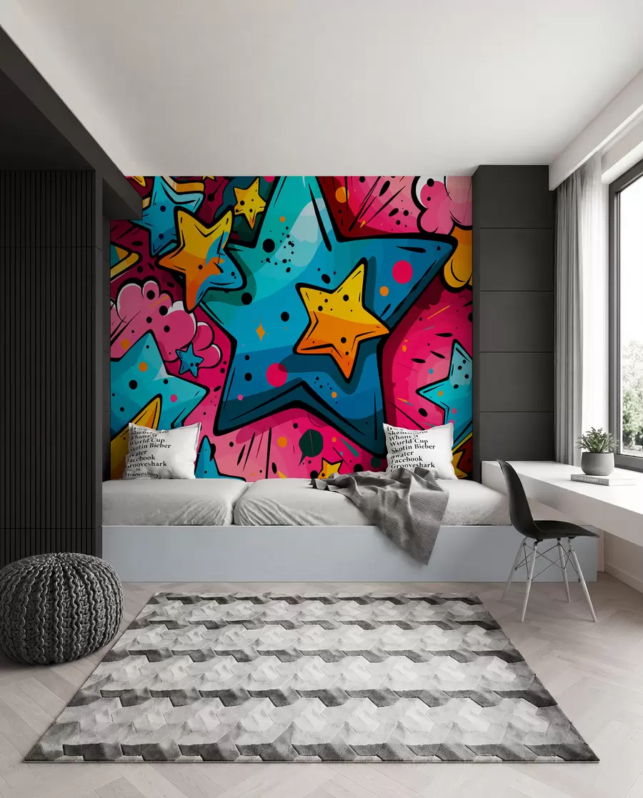 Fotobehang Kleurenexplosie in stripstijl w01063