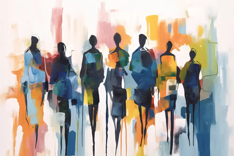 Fotobehang Silhouetten van abstracte mensen w01559