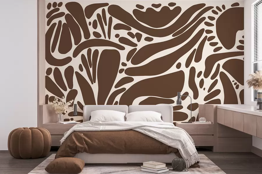 Fotobehang Abstract geometrisch patroon, tribale stijl, bruine kleur w01623v1