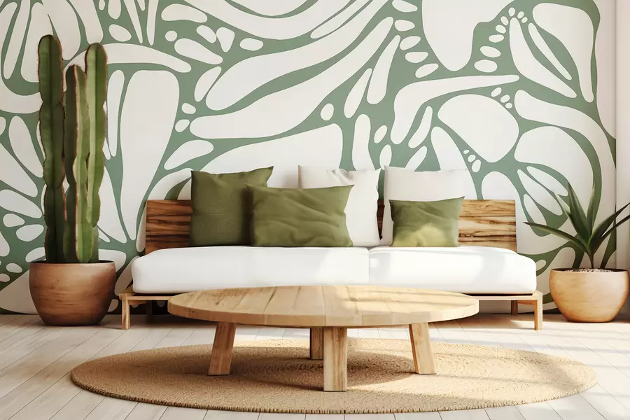 Fotobehang Abstract geometrisch patroon, tribale stijl, lichtgroene kleur w01623v2