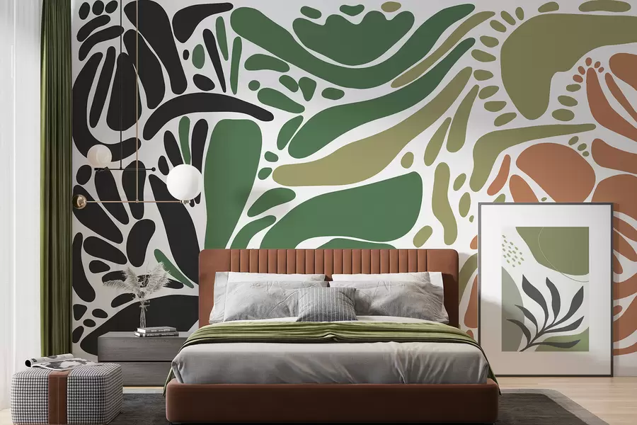 Fotobehang Abstract geometrisch patroon, tribale stijl, natuurlijke kleuren w01623v7