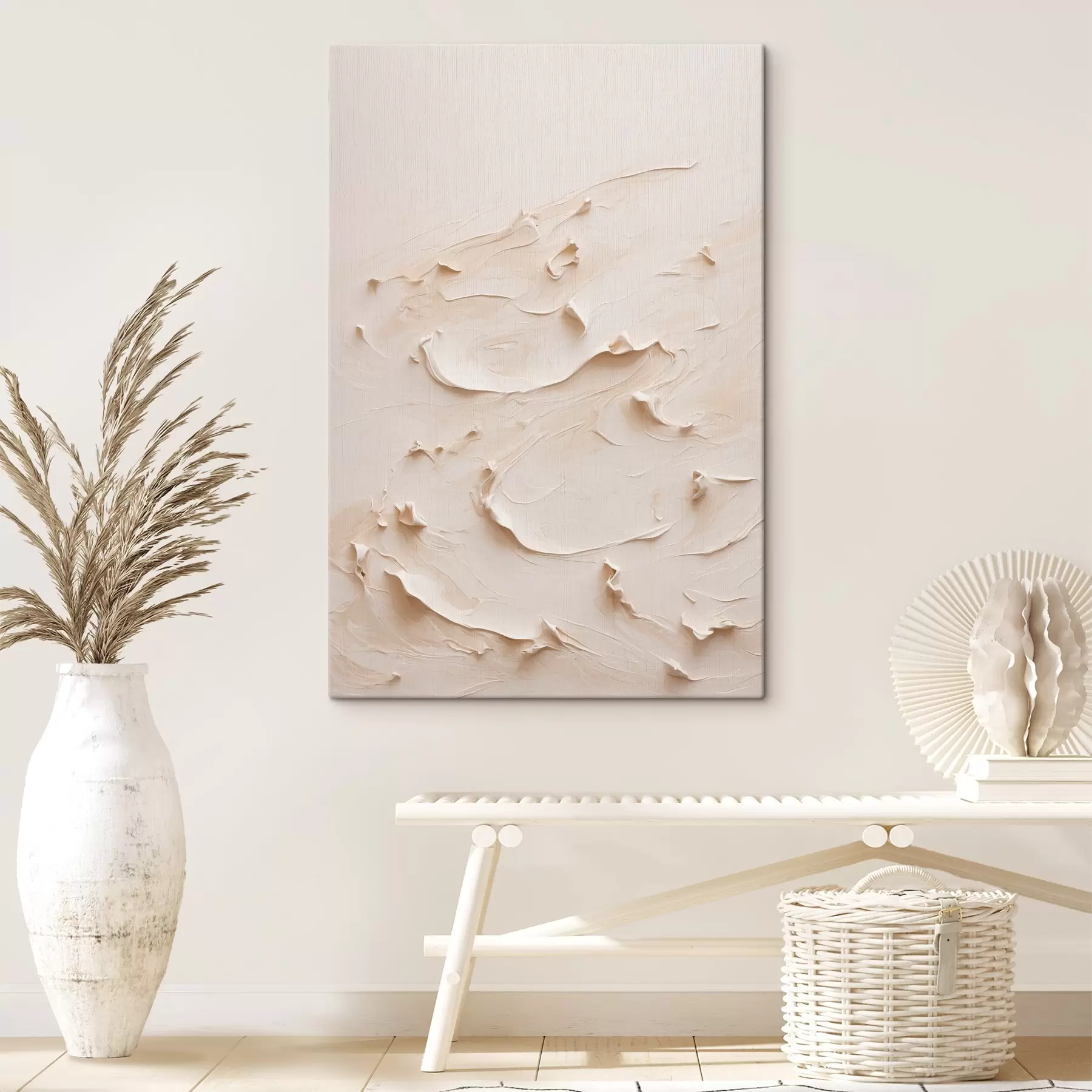 Fotobehang Abstract schilderij in witte olieverf s40623