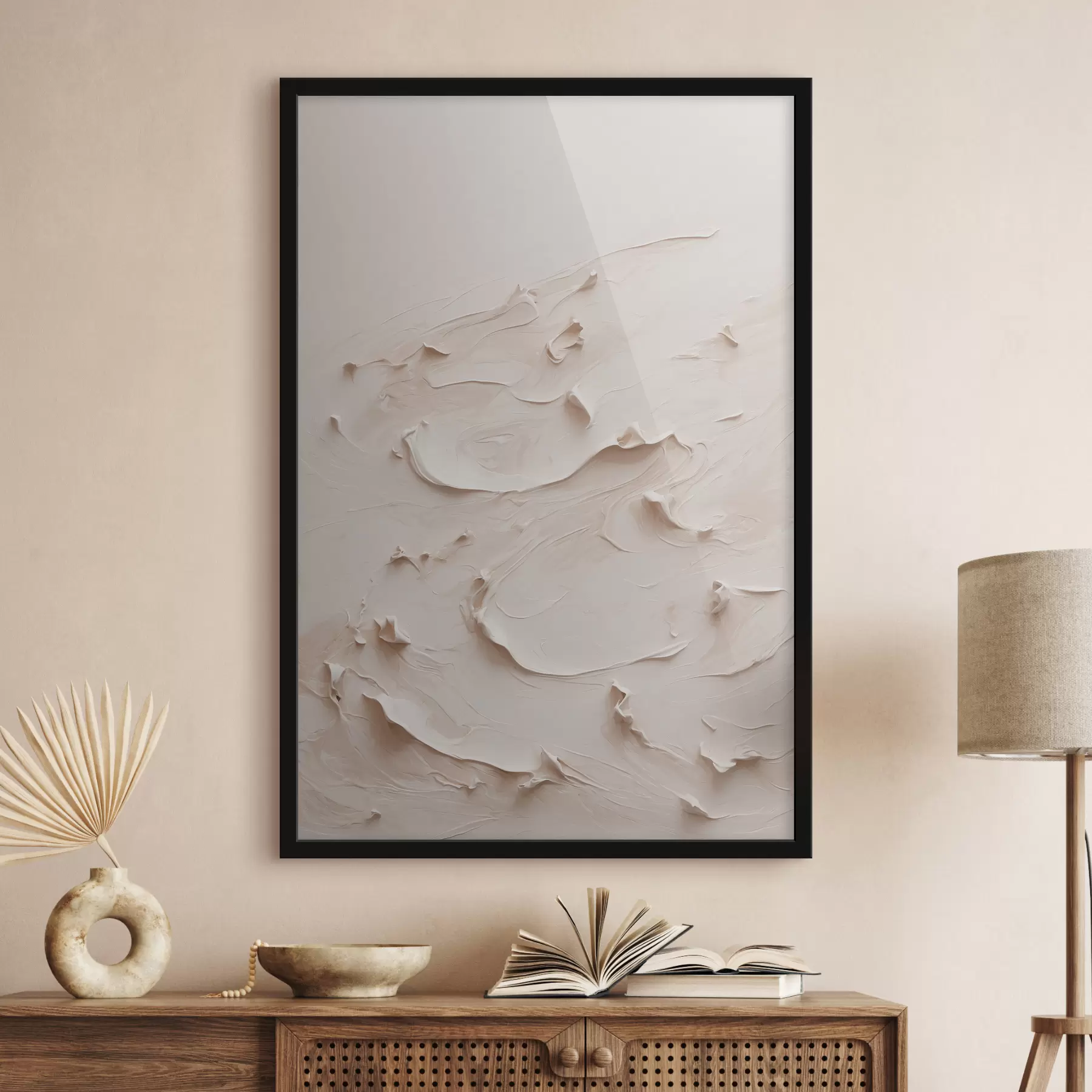 Fotobehang Abstract schilderij in witte olieverf f40623