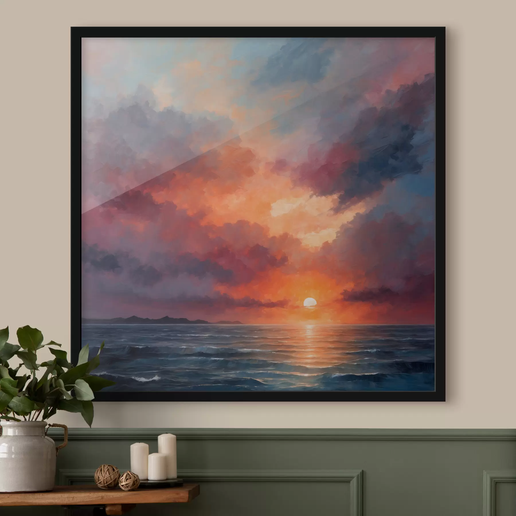  Schilderijen Zonsondergang aan zee f40631