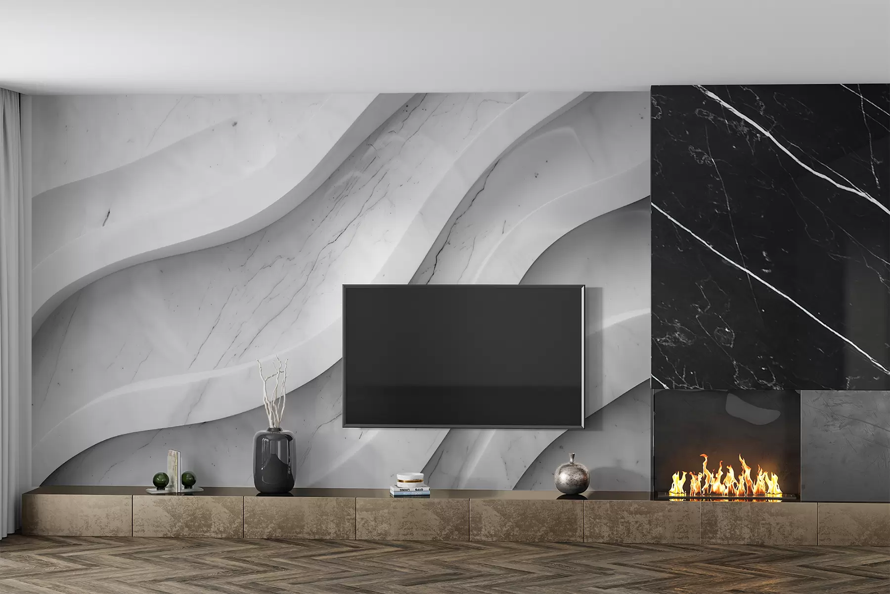Fotobehang Golven van marmeren elegantie w01589