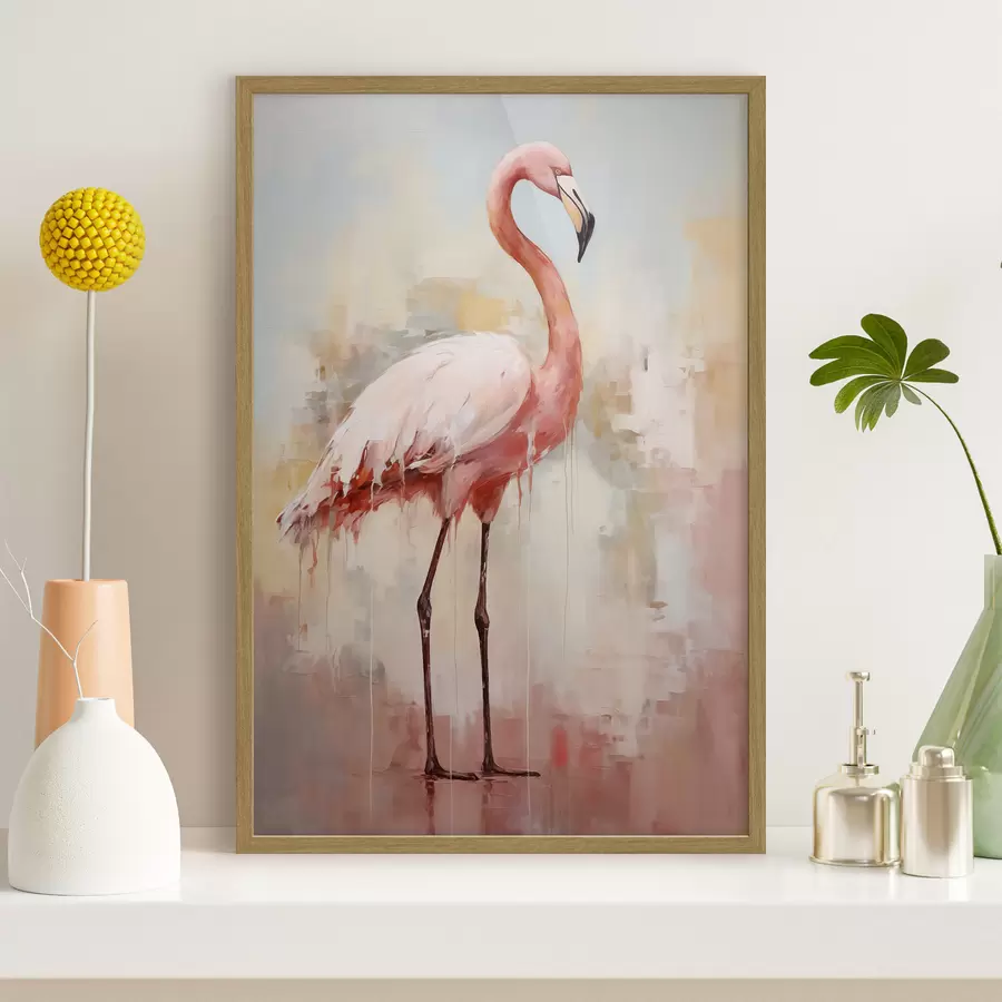 Fotobehang Roze flamingo op abstracte achtergrond f40805