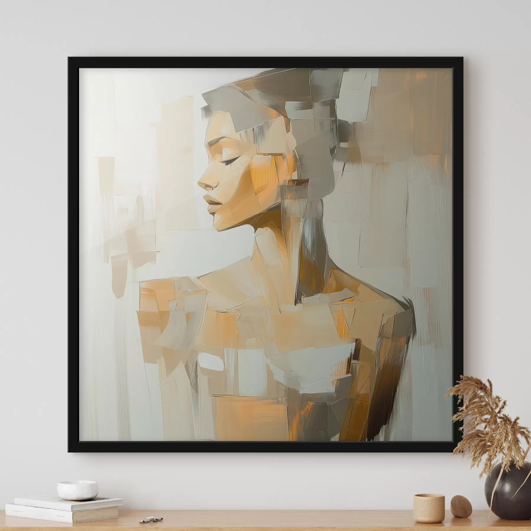 Fotobehang Abstractie van een vrouw met penseelstreken f40739