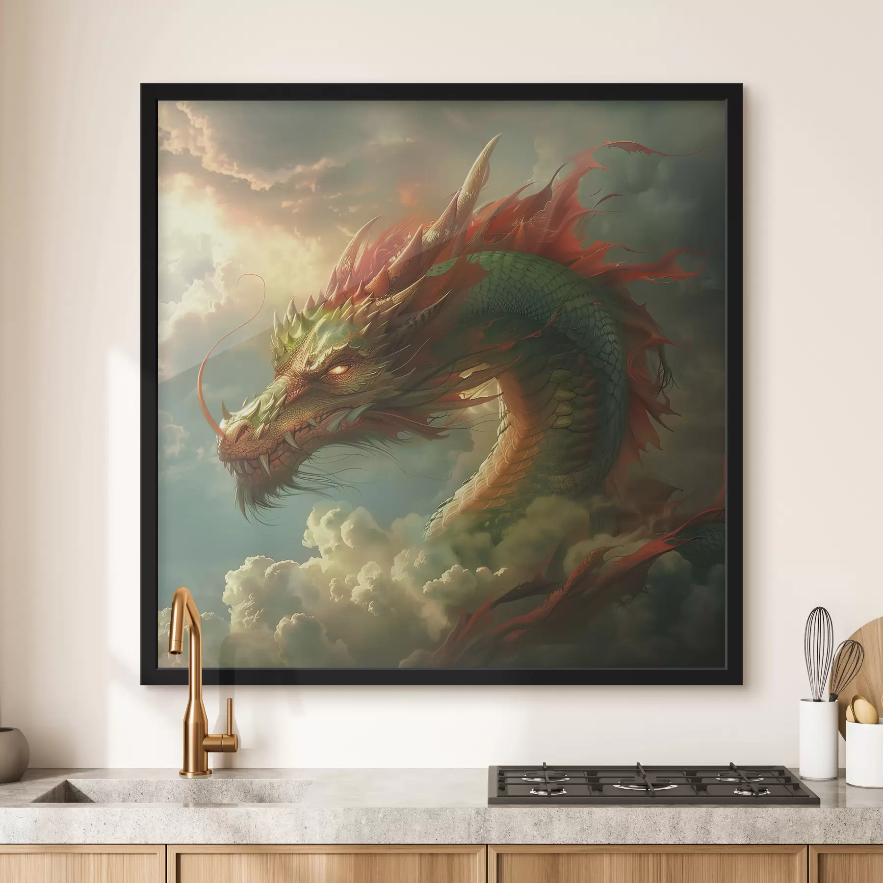 Fotobehang Draak in de wolken f40779