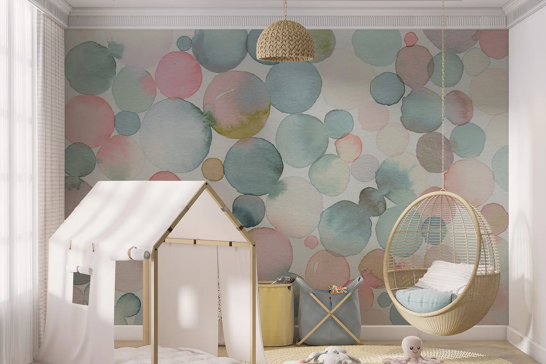 Fotobehang Waterverf bubbels u29990