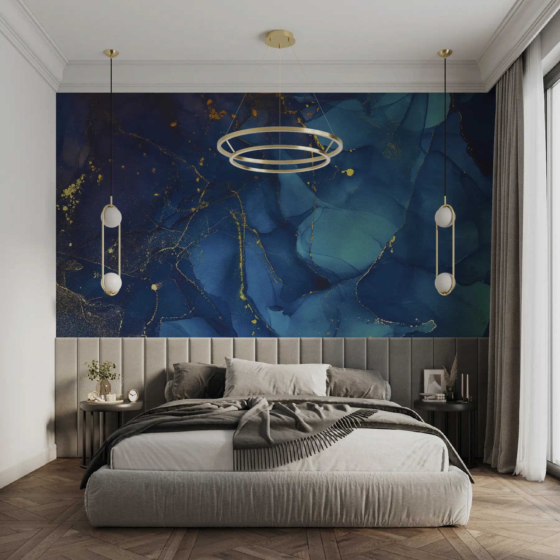 Fotobehang Vloeibaar, blauw en azuurblauw u33258