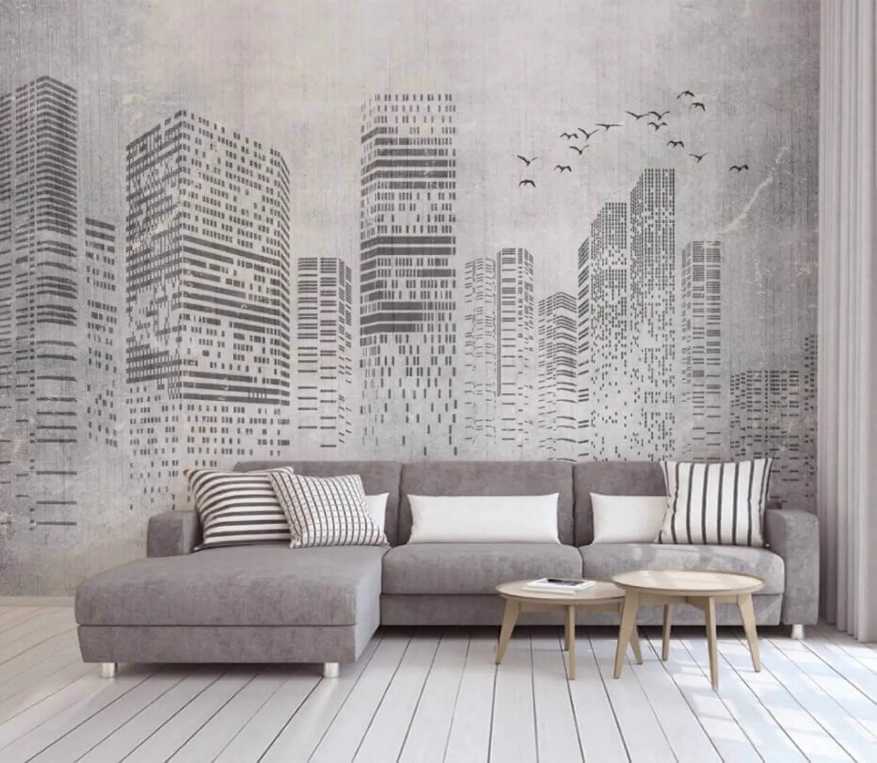 Fotobehang Vogels over de stad, minimalisme u34725