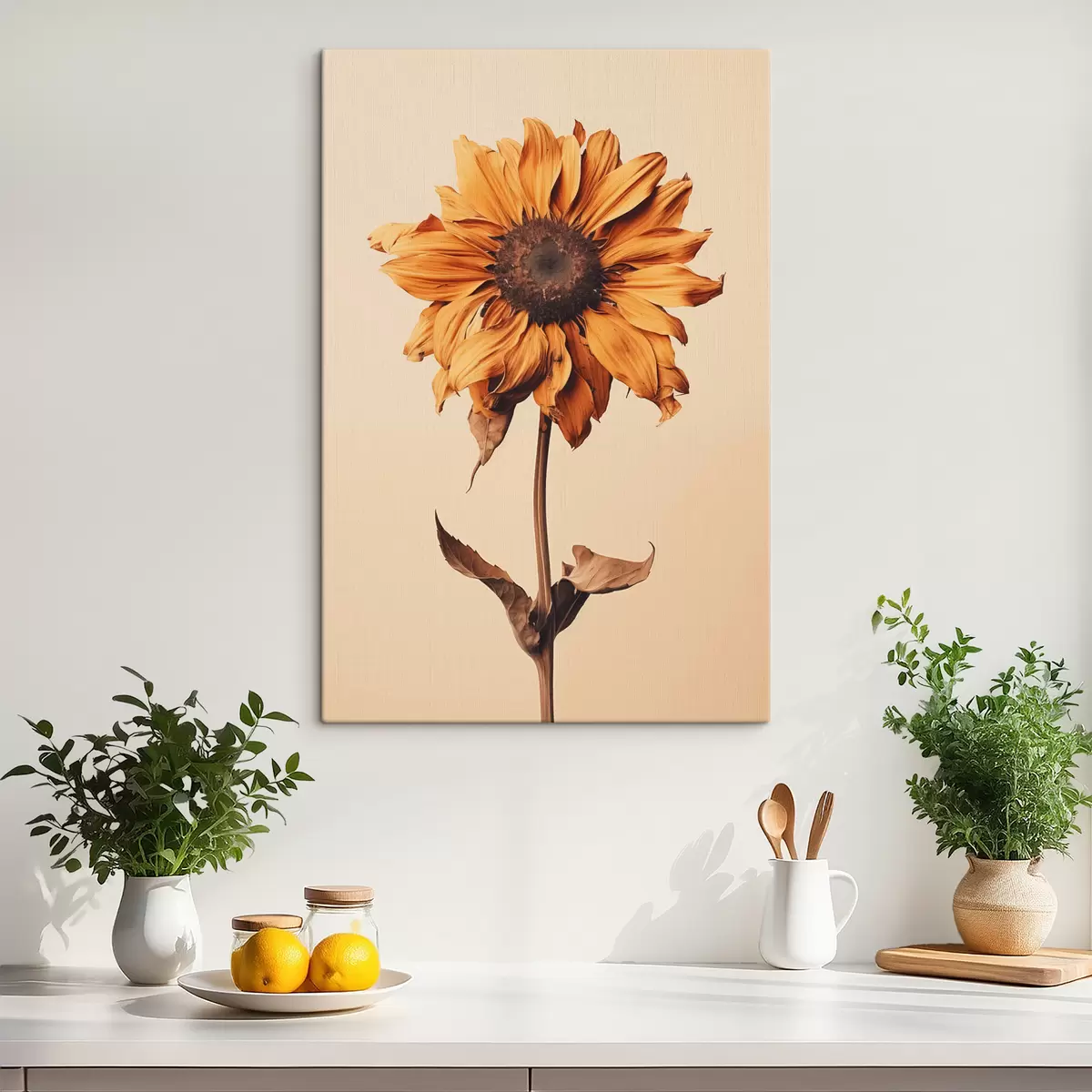  Schilderijen Gedroogde bloem met gele bloemblaadjes minimalisme s40882