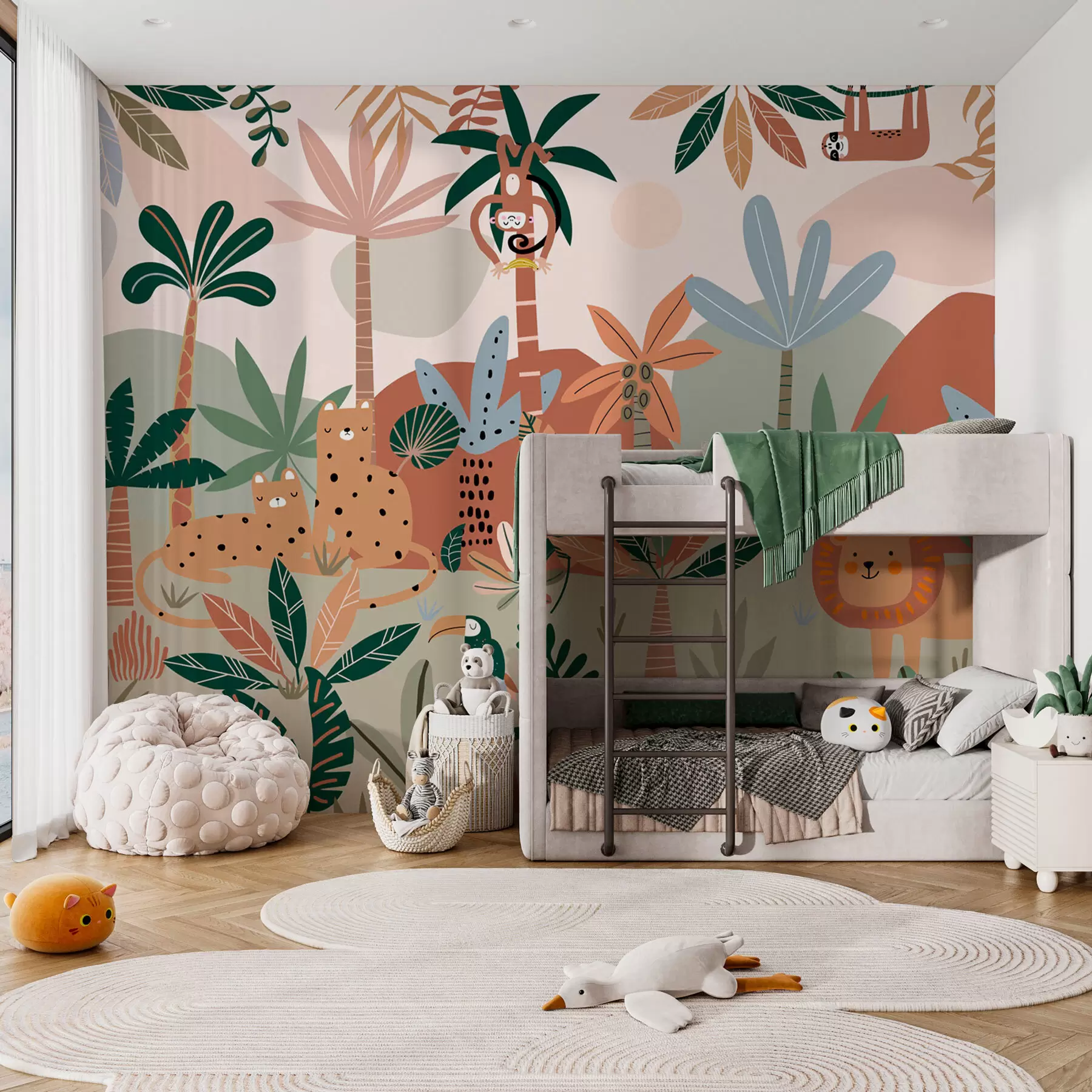 Fotobehang Junglepatchwork w01720