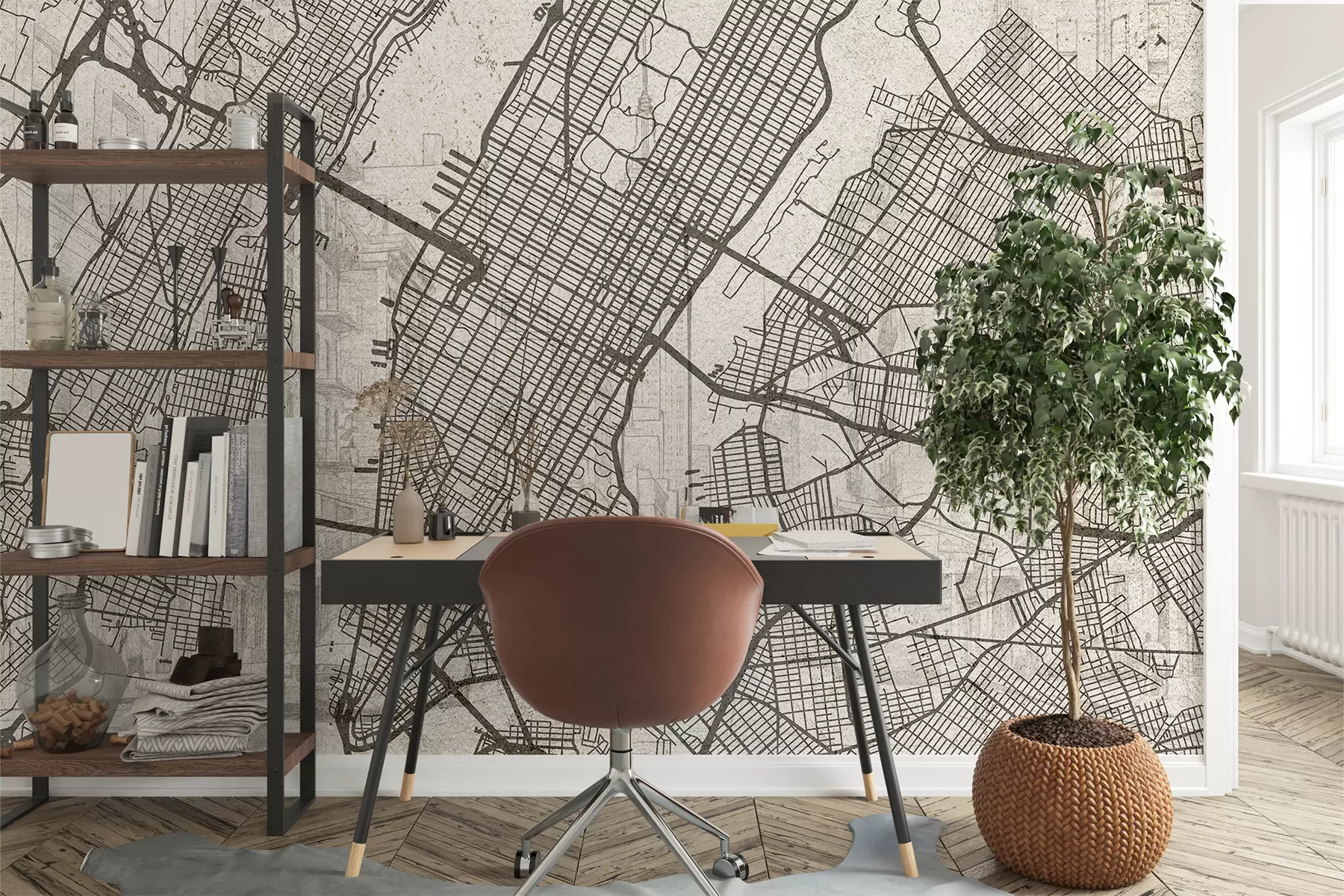 Fotobehang De kaart van de stad New York, lijntekening, architectuur, beige kleuren w01699 kopen - Uwalls.nl Fotobehang De kaart van de stad New York, lijntekening, architectuur, beige kleuren w01699