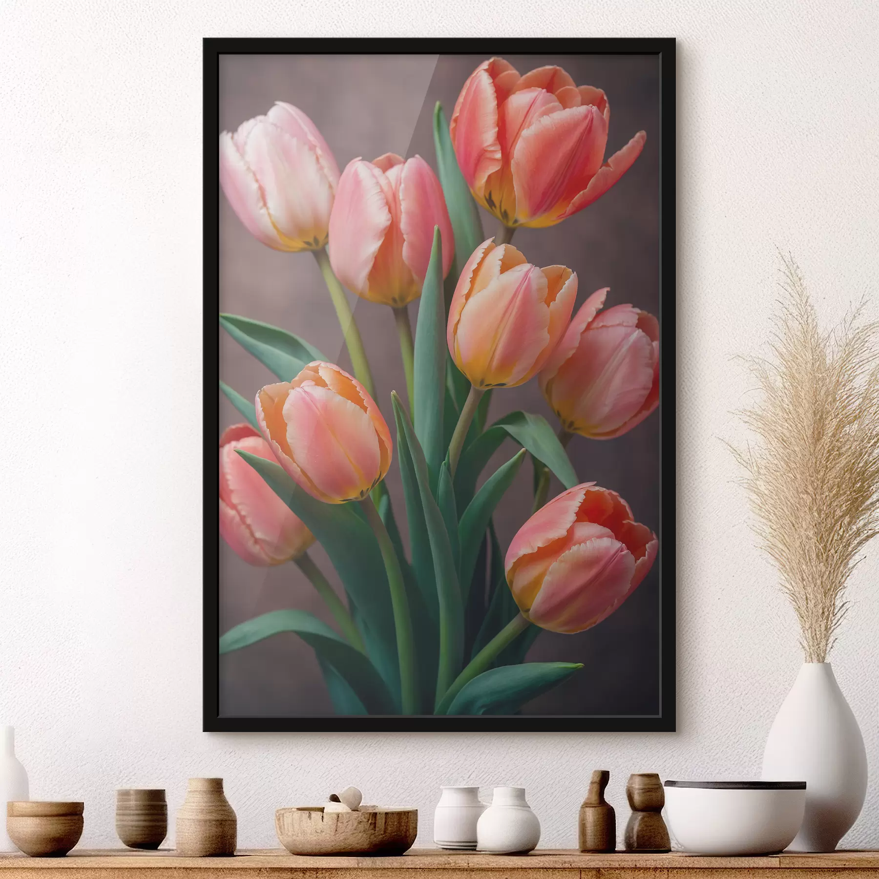 Schilderijen Tulpen op wazige achtergrond f40854
