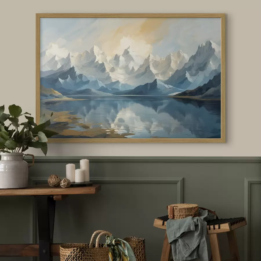 Fotobehang Meer en besneeuwde bergen f40861