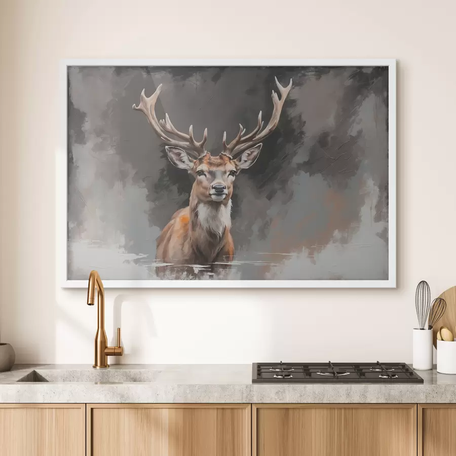 Fotobehang Hert op grijs-zwarte achtergrond f40865