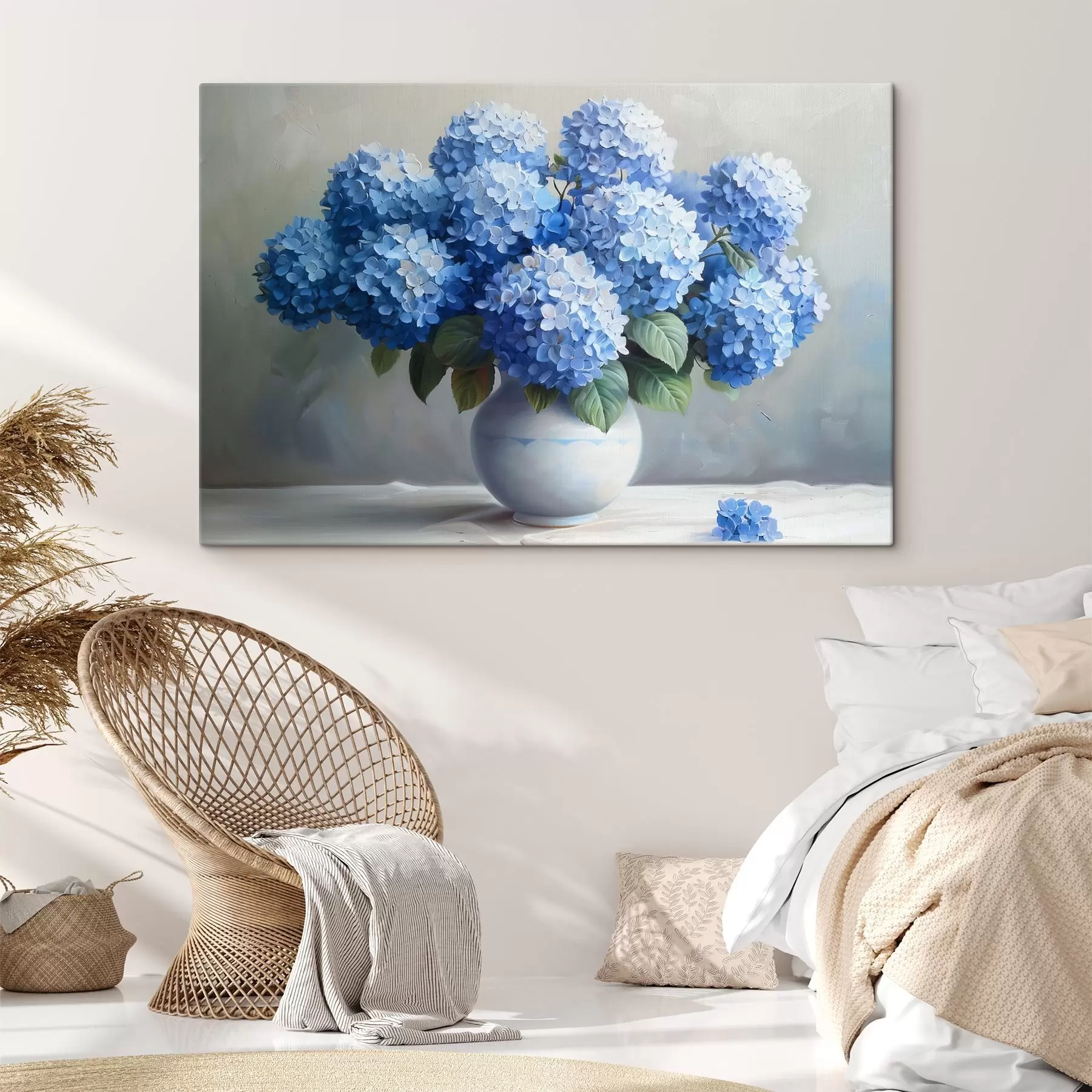  Schilderijen Prachtige blauwe hortensia's in een vaas s38696