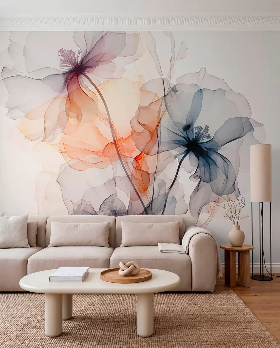Fotobehang Doorschijnende bloemen w01781