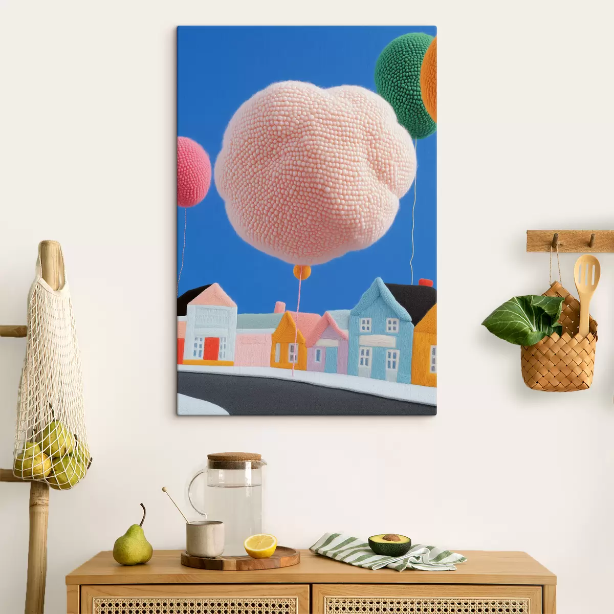  Schilderijen Vilten huisjes en luchtballonnen s40969