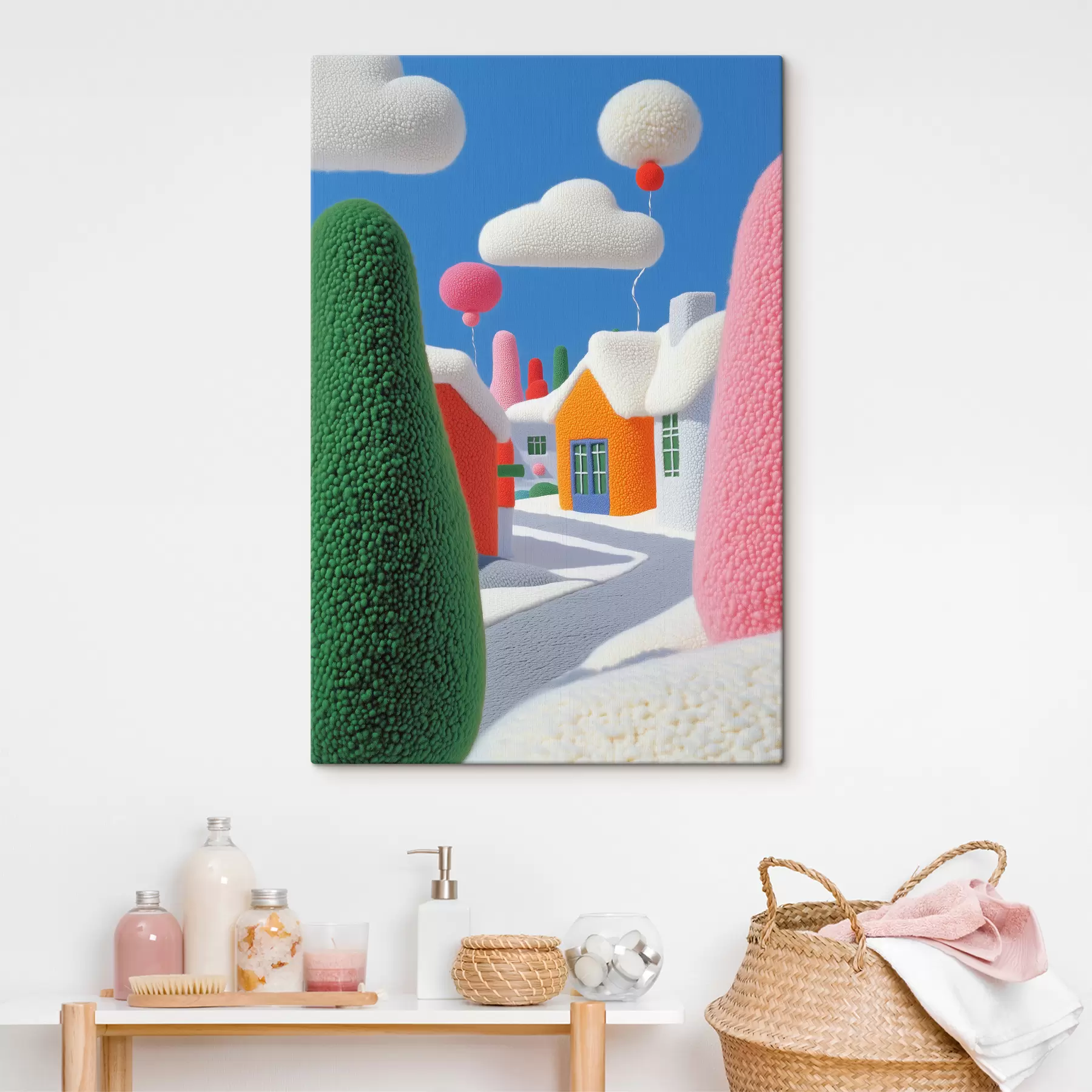  Schilderijen Een straat met wolken en vilten ballonnen s40970