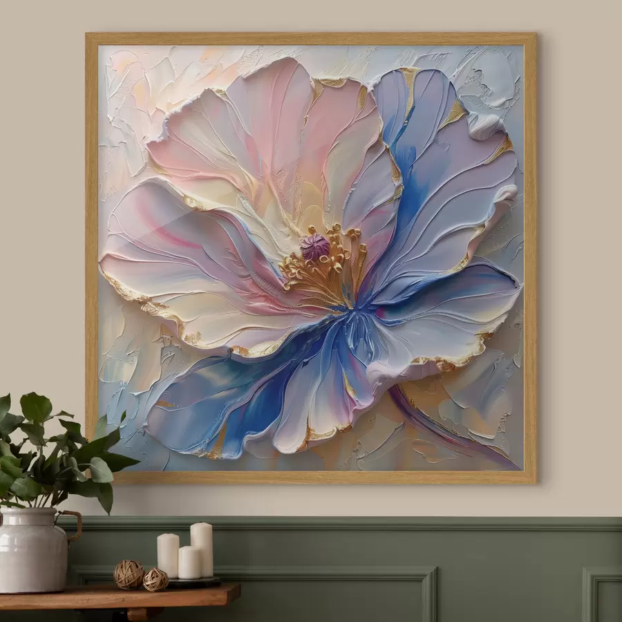 Fotobehang Een grote bloem in zachtroze en blauwe tinten f41006