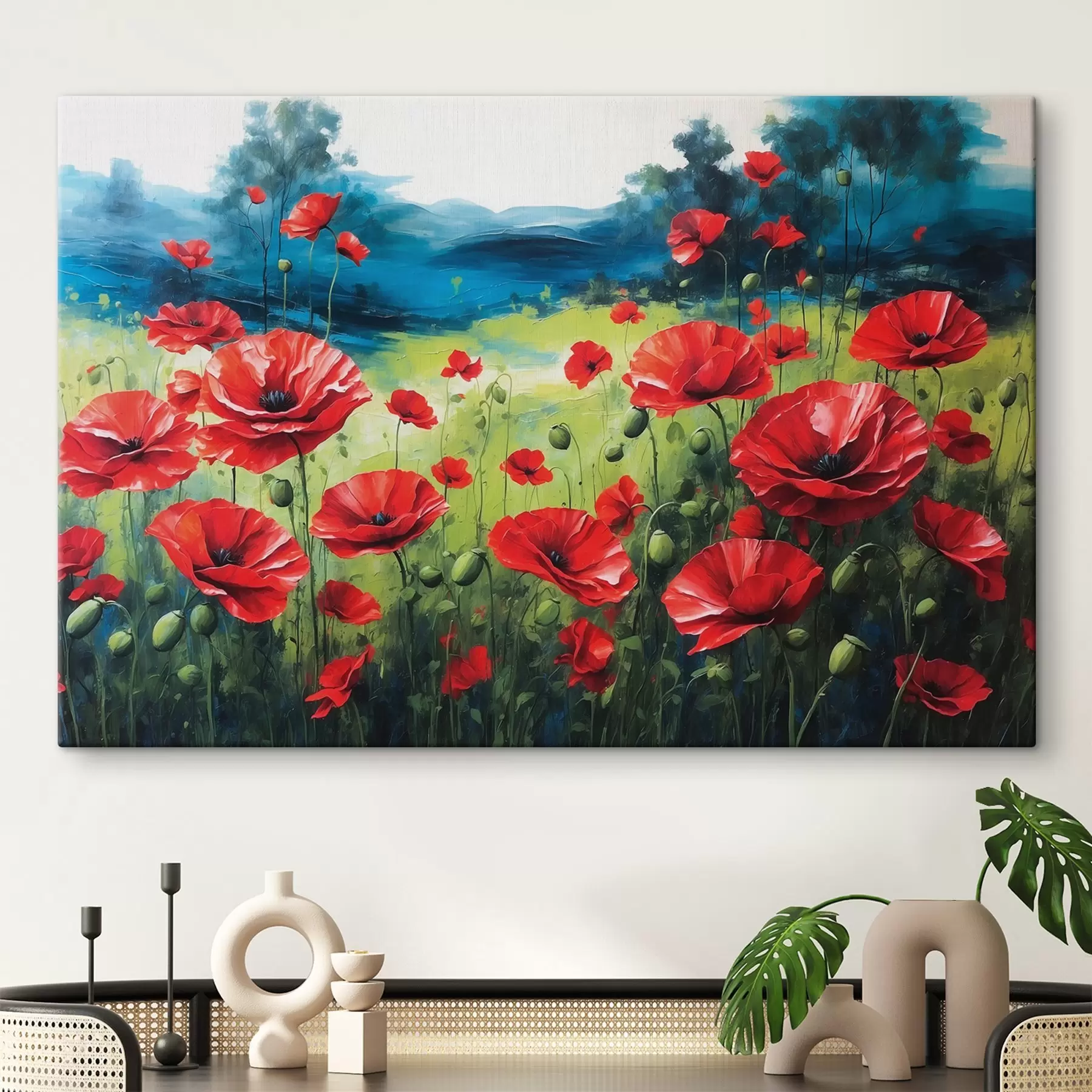  Schilderijen Klaprozen op acrylachtergrond s41035