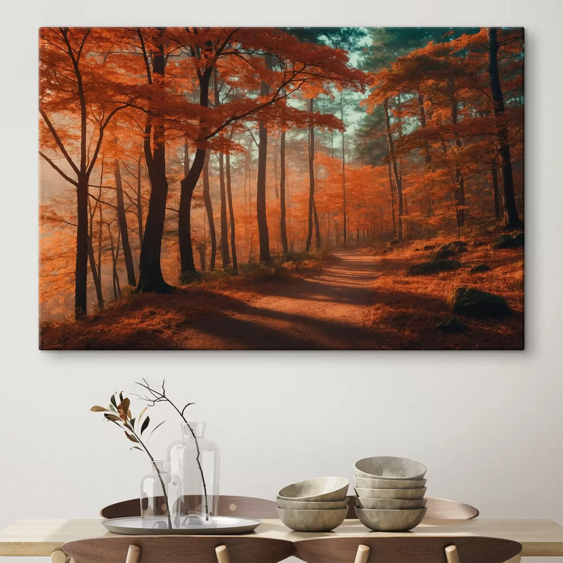  Schilderijen Een pad in een herfstbos s41053