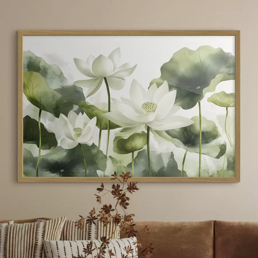 Fotobehang Prachtige waterverf lotusbloemen f41227