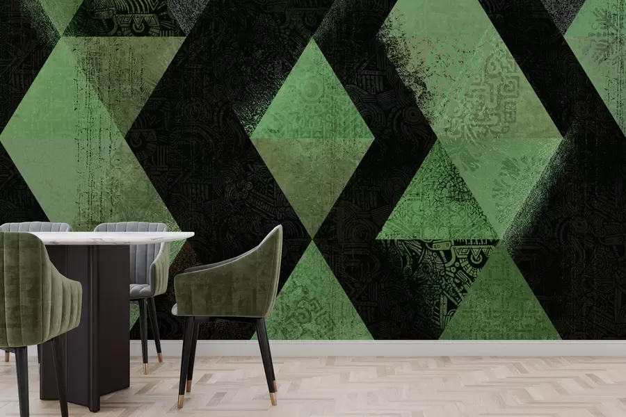 Fotobehang Ornamenten in stijlvolle geometrie in groene kleur w01793v1