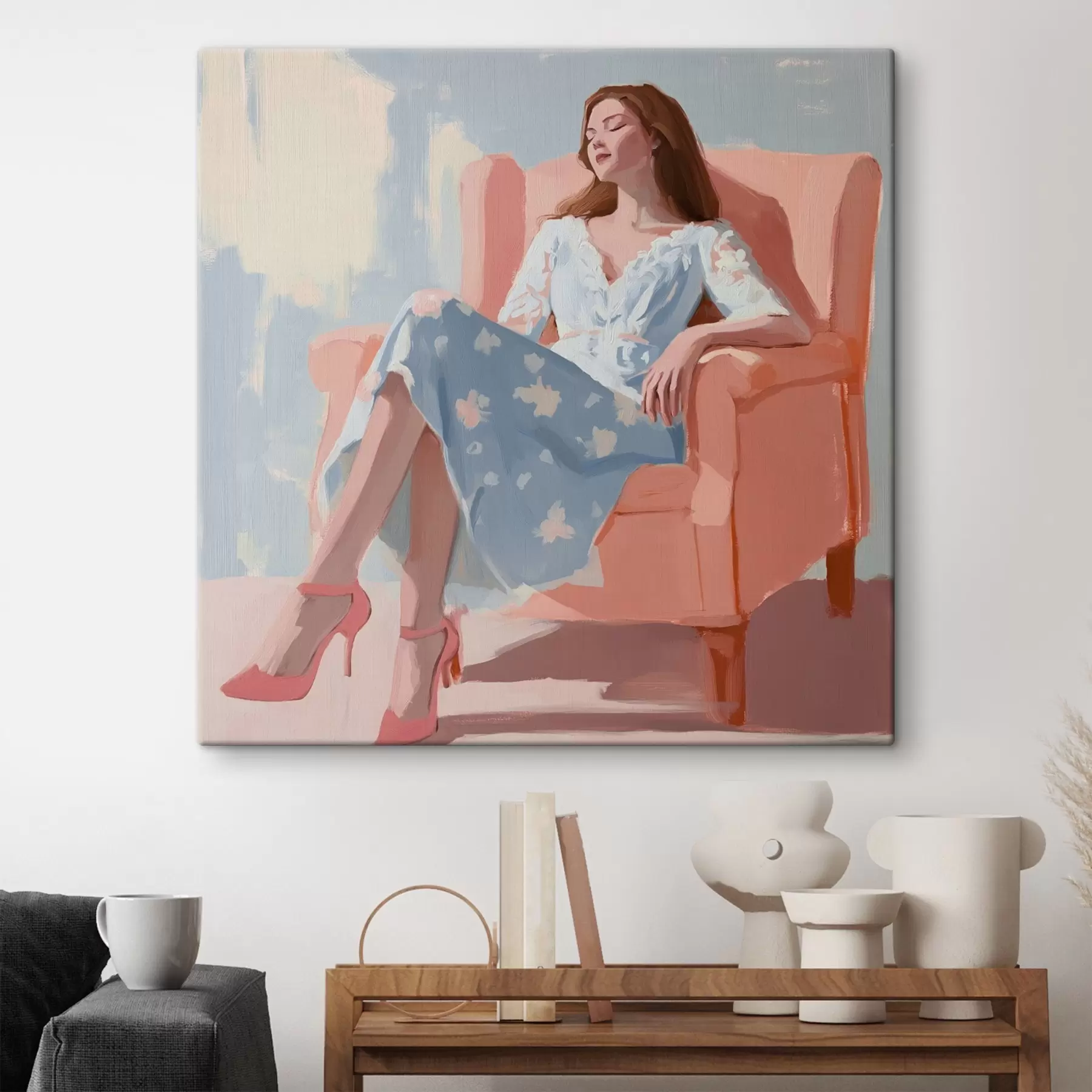Fotobehang Het meisje op de stoel s41335
