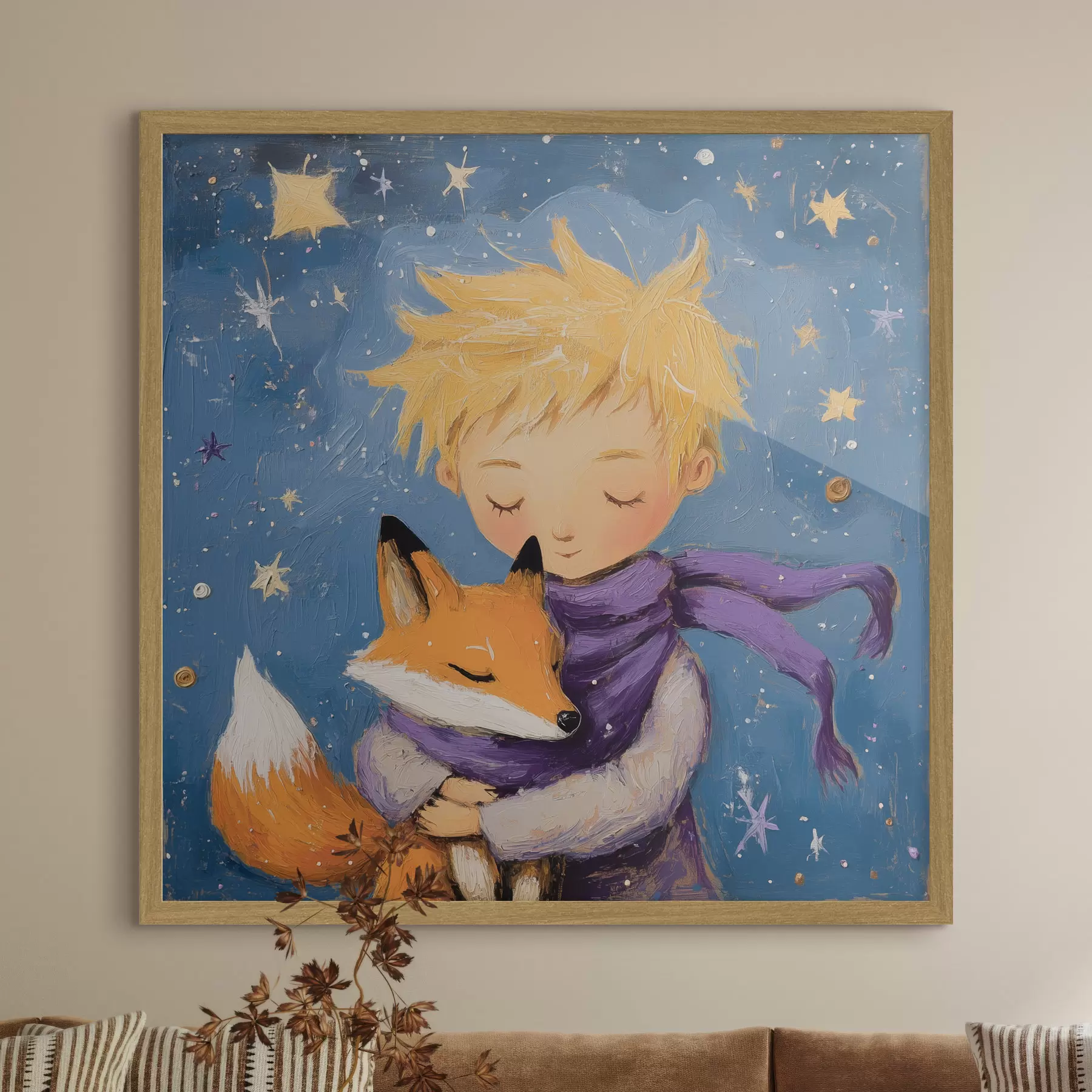 Fotobehang De kleine prins knuffelt de vos f41347