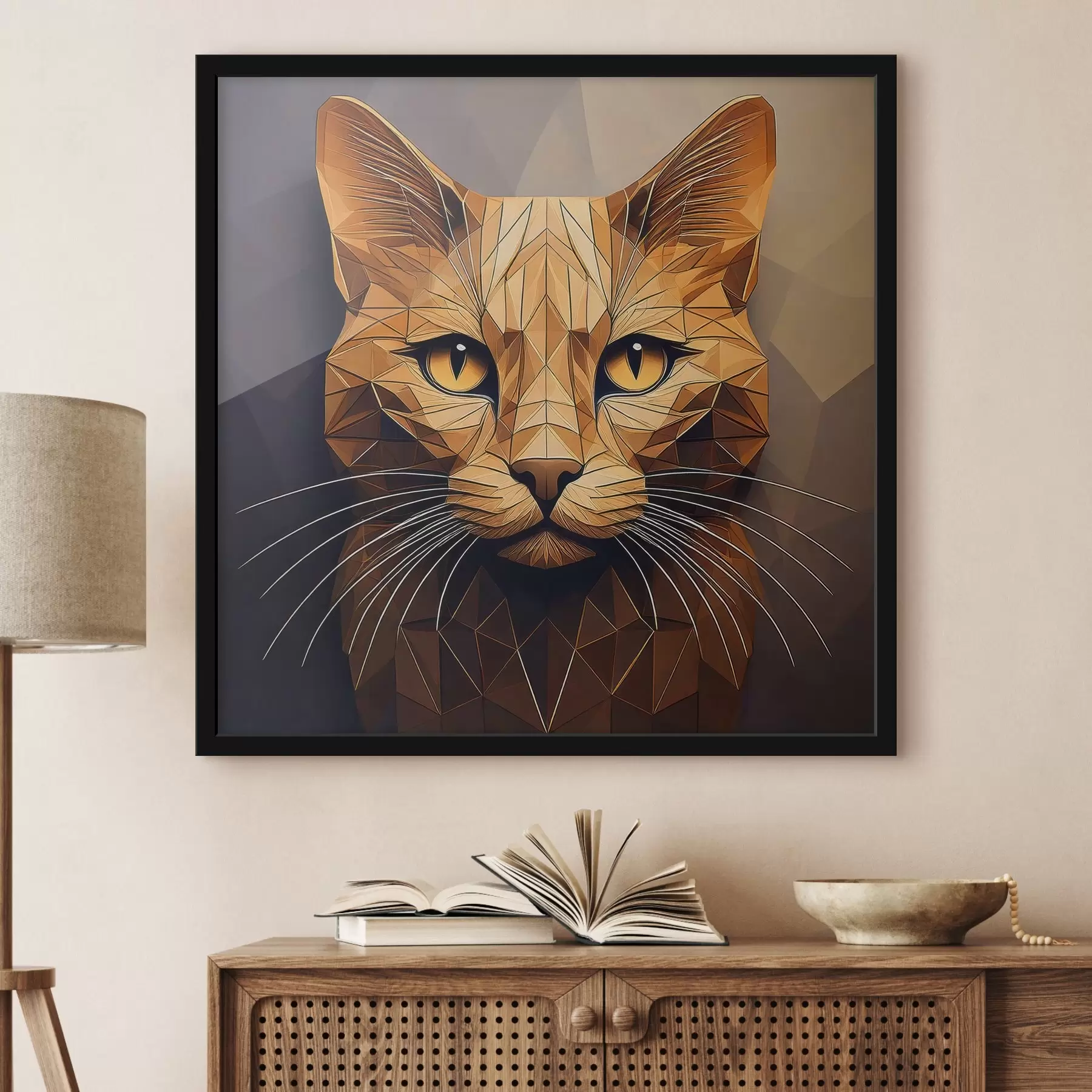  Schilderijen kat gemaakt van geometrische vormen f41409