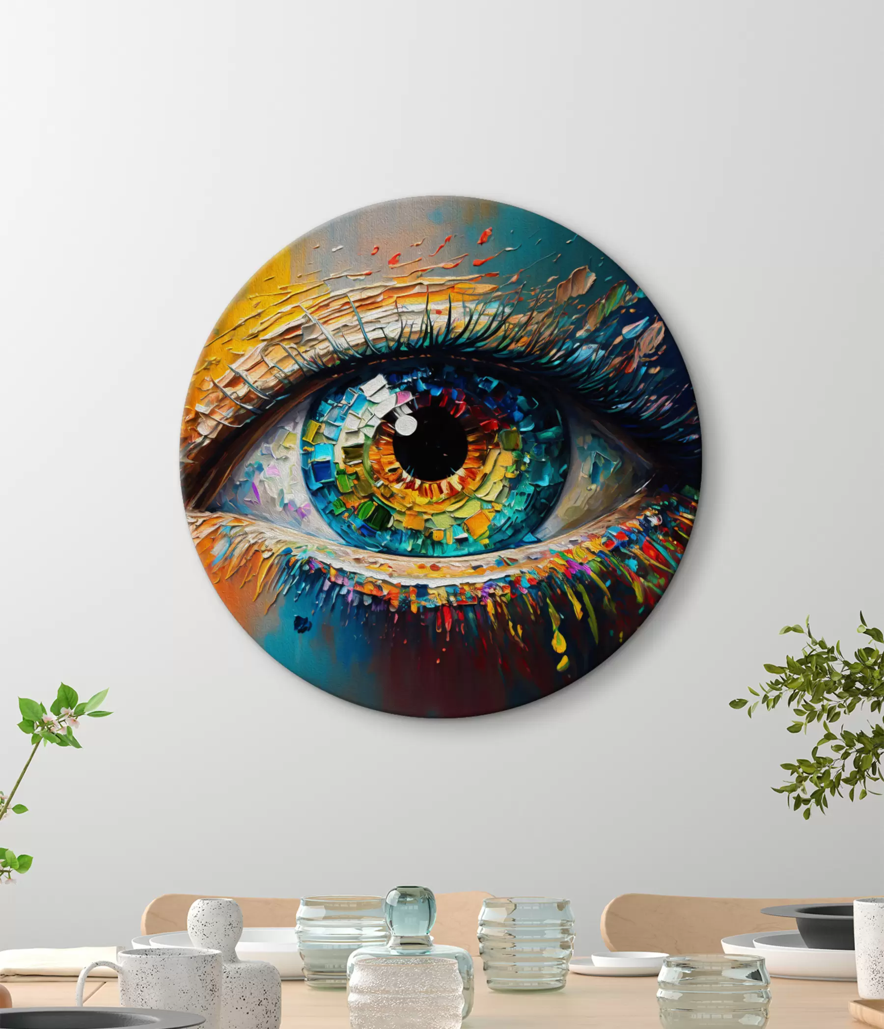  Schilderijen Het oog is beschilderd met heldere kleuren r34943